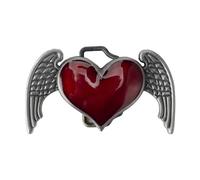 Maxtonser Fibbia etnica intagliata a forma di cuore e ala per cintura per abbigliamento per adulti fibbia per forniture per cinture rosso