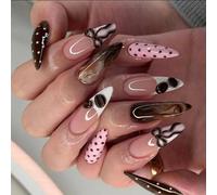 Maxtonser French Tips False Nails with Pink DOT Gradient Design Elegant Manicure Accessories, for Women