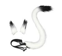 Maxtonser Furry Cats Ear Hair Clip And Tail Cosplay Accessory Soft Plush Fursuit Props Bendable, for Adult Theme Party Wear