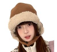 Maxtonser Japanese Styles Thickened Suedes Fabric Winter Trapper Hat with Adjustable Ear Flaps, for Outdoor Activity