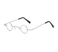 Maxtonser Occhiali rotondi hippie vintage piccoli in metallo con montatura argento bianco
