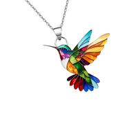 Maxtonser Orecchini a forma di colibrì, elegante collana da indossare tutti i giorni, con texture acrilica, regalo per trendsetters