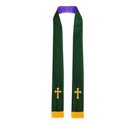 Maxtonser Reversible Clergy Mass Stole Scarf Double Side Crossed Design, for Clergy Services And Worship Event