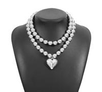 Maxtonser Set di 2 collane con perline a forma di cuore, alla moda, versatili, lunghezza regolabile, per feste quotidiane