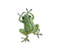 Maxtonser Spilla a forma di animale alla moda con cristalli verdi abbellimento scintillante cristallo rane Pin Trendy donne accessori gioielli