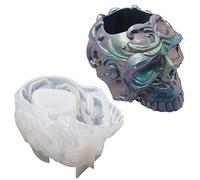 Maxtonser Stampo in silicone a forma di teschio 3D a forma di teschio grande per resina epossidica scheletro teschio decorazione stampo per realizzare candele