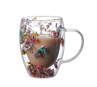 Maxtonser Tazza da caffè semplice in vetro a doppio strato per donna, B