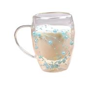 Maxtonser Tazze in Vetro Murato 350ml con Manico, Caffè Isolante, Blue