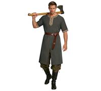 maxToonrain 2 tuniche medievali da uomo, con cintura rinascimentale, 195 cm, costume da cavaliere vichingo per feste a tema Halloween, risurrezione, domenica, antica festa greca (verde militare, M)