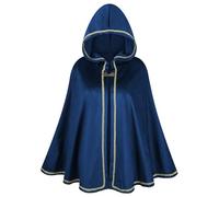 maxToonrain Cappello medievale da donna, mantello blu rinascimentale, mantello con cappuccio, stile vittoriano, per Halloween, Giornata mondiale del libro, accessorio per costume da donna (blu, 65 cm)