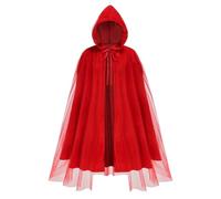 maxToonrain Cappuccetto rosso e cestino, mantello rosso con cappuccio, mantello in velluto per adulti, per Halloween, costume da favola per la Giornata mondiale del libro (stile a rete, 120 cm)