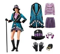 maxToonrain Costume da Cappellaio Matto per adulti, 7 pezzi, costume in velluto per la Giornata mondiale del libro, con cappello da cappellaio matto, accessori per Halloween, cosplay e feste (verde