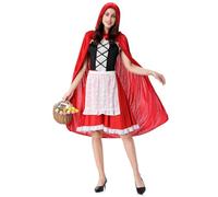 maxToonrain Costume da Cappuccetto Rosso, Costume per Halloween, divertente, con mantello in velluto, floreale, da fiaba, per la Giornata mondiale del libro, da donna (floreale, S)
