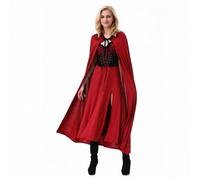 maxToonrain Costume da Cappuccetto Rosso, Costume per Halloween, divertente mantello rosso, floreale, fiaba, Giornata mondiale del libro, da donna (pizzo sul petto, M)