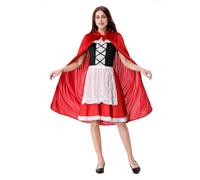 maxToonrain Costume da Cappuccetto Rosso Taglie Forti, Mantello in Velluto Rosso Floreale Fiaba Giornata Mondiale del Libro Travestimento