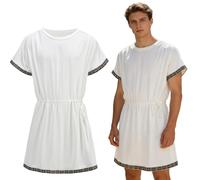 maxToonrain Costume da dio greco antico da uomo, per adulti, con tunica, Zeus Poseidone, Archimede, Cesare, mitologia e giochi di ruolo, per Halloween, Natale, Larp Giornata mondiale del libro (bianco