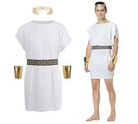 maxToonrain Costume da dio greco antico da uomo, per adulti, set tunica Zeus Poseidone Archimede Cesare mitologia giochi di ruolo per Halloween, Natale, Larp Giornata mondiale del libro