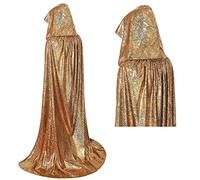maxToonrain Costume da discoteca degli anni '70, per uomo e donna, lungo mantello glitterato, per Halloween, Natale, martedì grasso, carnevale, mamma Mia Retro Abba Party (oro, 130 cm)