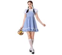 maxToonrain Costume da Dorothy da donna, personaggio Kansas, a quadretti blu, con lacci per capelli, set per le Giornate mondiali del libro/Halloween