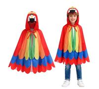 maxToonrain Costume da pappagallo per bambini e bambine, 75 cm, mantello per Halloween, carnevale e Giornata mondiale del libro, multicolore (rosso, 75 cm)