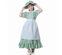 maxToonrain Costume da pioniera per ragazze, costume vittoriano da cameriera coloniale, con vestito e cofano, per bambini dai 5 ai 12 anni, per Halloween, Natale, scuola, libro, settimana per fingere