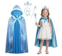 maxToonrain Costume da principessa, mantello con cappuccio, da donna, per Halloween, Natale, compleanno, include orecchini, collana, scettro, corona e anello