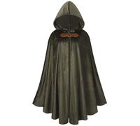 maxToonrain Costume medievale con cappuccio, mantello da strega e strega vittoriana, stile rinascimentale, vintage, gotico, per Halloween (verde oliva, 130 cm, uomo)