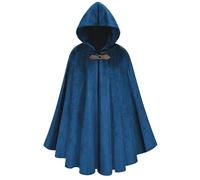 maxToonrain Costume medievale con cappuccio, mantello vintage gotico da strega vittoriana, per Halloween, colore blu, 102 cm, da uomo