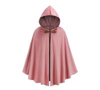 maxToonrain Costume medievale con cappuccio, mantello vintage gotico da strega vittoriana, per Halloween, colore rosa, 102 cm, da uomo