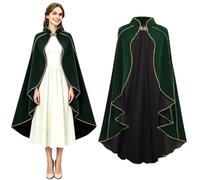 maxToonrain Costume medievale da donna, mantella verde in velluto, stile rinascimentale, con cappuccio, per Halloween, giornata mondiale del libro, costume da donna (verde, 110 cm)