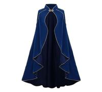 maxToonrain Costume medievale da donna, mantello corto in velluto verde, stile rinascimentale, con cappuccio, per Halloween, giornata mondiale del libro, costume da donna (blu, 110 cm)