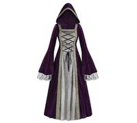 maxToonrain Costume medievale da donna, taglie forti, costume di Halloween rinascimentale, abito rinascimentale, in velluto, vintage, gotico, vittoriano, da donna, colore viola, taglia M