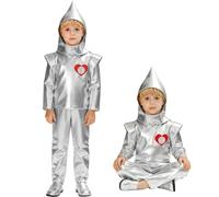 maxToonrain Costumi da uomo di latta per bambini, 3 pezzi, per ragazzi e ragazze, costume da personaggio del film di libro, con top, pantaloni e casco, per la Giornata mondiale del libro, Halloween
