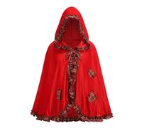 maxToonrain Mantello da Cappuccetto Rosso, mantello rosso con cappuccio, per adulti, in velluto, per Halloween, costume da favola, per la Giornata mondiale del libro (plaid rosso, 80)