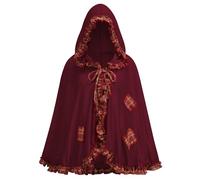 maxToonrain Mantello e cestino da Cappuccetto Rosso, mantello rosso con cappuccio, per adulti, in velluto, per Halloween, costume da favola, per la Giornata mondiale del libro (stile griglia rosso