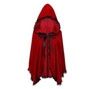 maxToonrain Mantello e cestino da Cappuccetto Rosso, mantello rosso con cappuccio, per adulti, in velluto, per Halloween, costume da favola, personaggio delle fiabe, per la Giornata Mondiale del Libro