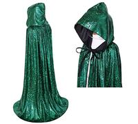 maxToonrain Mantello glitterato per Halloween, a lunghezza intera, con mantello luccicante, unisex, per martedì grasso, Notting Hill, Carniva, costume natalizio (verde, 160 cm)