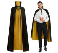 maxToonrain Mantello reversibile nero e giallo per uomini e donne adulti, per Pasqua, Halloween, Natale, costume da vampiro, strega, mago, gioco di ruolo, per la Giornata mondiale del libro (120 cm