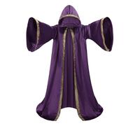 maxToonrain Mystic - Vestaglia da mago per adulti con velluto olandese, mantello medievale con cappuccio, maniche svasate, vestito da mago del periodo rinascimentale, per Halloween, feste in maschera