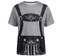 maxToonrain Oktoberfest, maglietta da uomo, camicia tradizionale bavarese in Lederhosen da uomo a maniche corte con stampa, Nero , XL