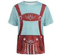 maxToonrain Oktoberfest, maglietta da uomo, camicia tradizionale bavarese in Lederhosen da uomo a maniche corte con stampa, Verde, XL