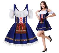maxToonrain Vestito tradizionale bavarniano da donna, spalle scoperte, maniche corte, spalle scoperte, costume da cameriera della birra tedesca, con ricamo, per Oktoberfest, Halloween e feste a tema