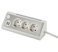 maxtrack Presa da tavolo NV70 - 1,5 WL, 3 prese, 2 porte di ricarica USB e illuminazione a LED, presa multipla per casa con pulsante per spegnere l'illuminazione a LED, cavo da 1,5 m