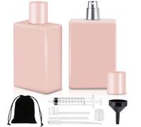 Maxumille 2 Pezzi 100ml Atomizzatore di Profumo Rosa, Nebulizzatore Profumo Ricaricabile per Donna Ragazze, Boccette Profumi Vuoti con Borsa di Aspirazione, Vetro Bottiglia Spray per Viaggio Cosmetici