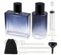 Maxumille 2 Pz 100ml Atomizzatore Profumo di Blu Gradiente per Uomo Donna, Boccette Profumi Vuoti con Mini Borsa con Coulisse, Nebulizzatore Profumo Ricaricabile, Vetro Bottiglia Spray per Viaggio