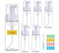 Maxumille Confezione da 6 dispenser di schiuma da viaggio da 150 ml con spazzola in spugna ed etichette
