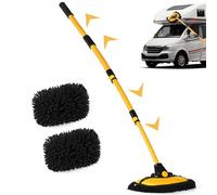 MAXVINI 15° Curvo Spazzola Lavaggio Auto con Manico Telescopico, 144cm Spazzola per Lavaggio Auto con Manico Lungo, in Microfibra di Ciniglia, per Auto Camion SUV Roulotte Camper