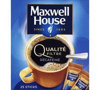 Maxwell House Coffee Soluble - Bastoncini decaffeinati da 45 g, confezione da 25 bastoncini