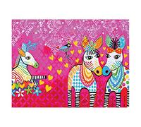 Maxwell & Williams Love Hearts Animal Printed Tea Towel with Zig Zag Zeb Design, 100% Cotton, Pink, 50 x 70 cm