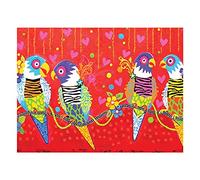 Maxwell & Williams Asciugamano da tè con stampa di cuori d'amore e disegno di tigri, 1% cotone, rosso, 5 x 7 cm